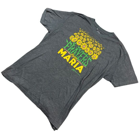 GV Art Prayers From Maria Men's XL Gray Cotton Short Sleeve Flower Graphic Print - Picture 2 of 7